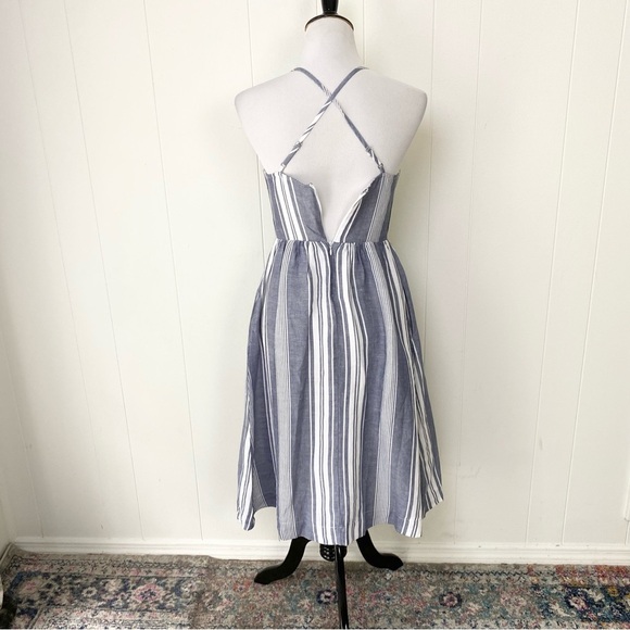 Abercrombie & Fitch Sundress Sz XS Square Neck Striped Blue Summer Beach Coastal - Picture 3 of 14